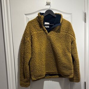 Thread & Supply yellow & blue Sherpa 1/4 button up jacket oversized